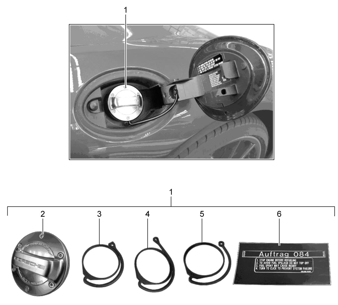 00004400191 Porsche Fuel tank cap alumin. Look, ixyb, caps Porsche